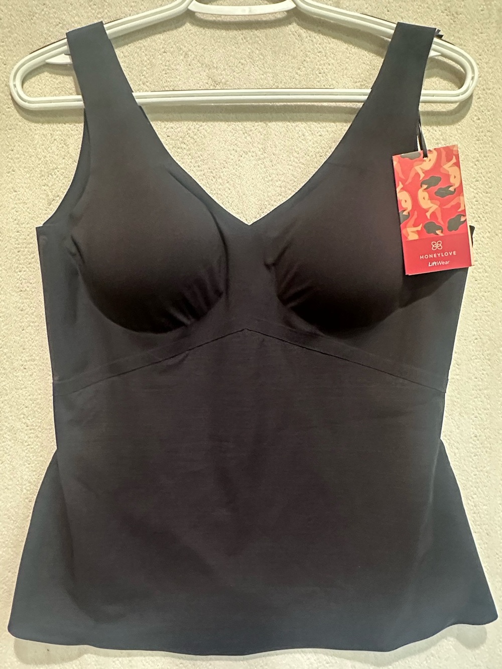 Honeylove Women's Black Shapewear Tank with Built-In Bra Sz XL